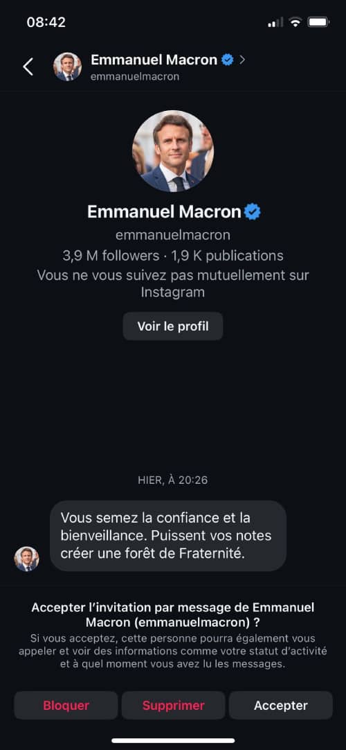 Message de Emmanuel Macron